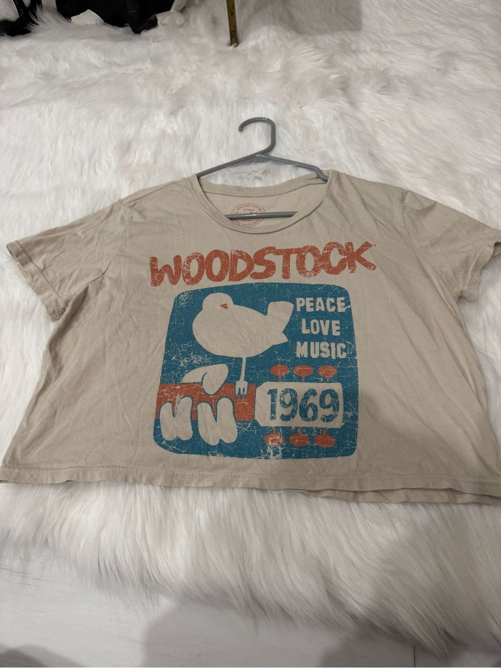 Vintage Inspired Woodstock Recycled Karma Crop T-Shirt Size S/P